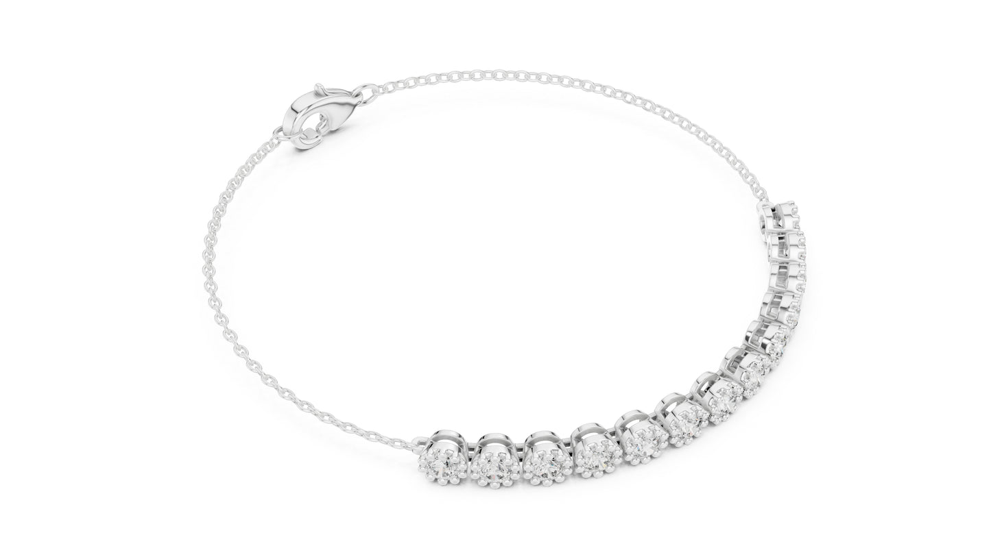 14k Rose Gold Round Lab-Grown Diamond Engagement Bracelet for Women | Pure Carat
