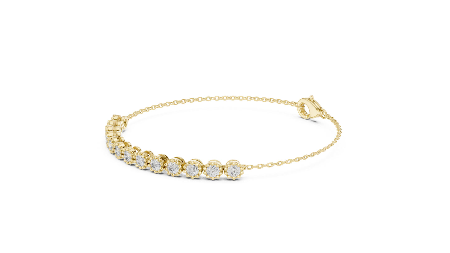 14k Rose Gold Round Lab-Grown Diamond Engagement Bracelet for Women | Pure Carat