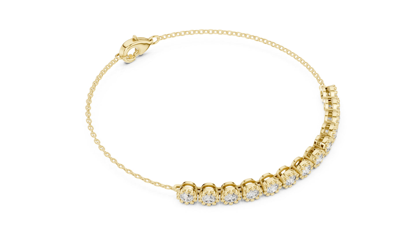 14k Rose Gold Round Lab-Grown Diamond Engagement Bracelet for Women | Pure Carat
