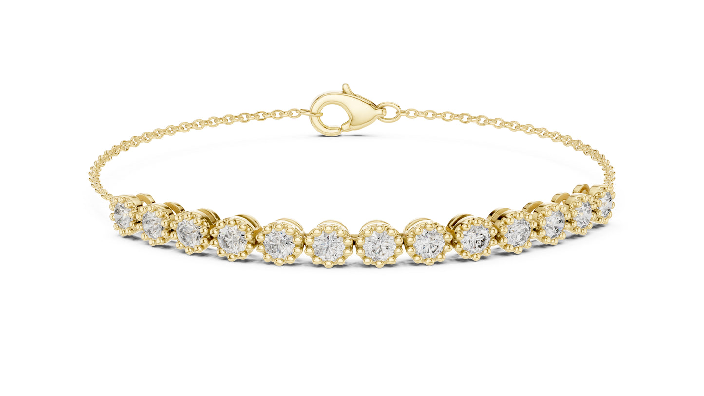14k Rose Gold Round Lab-Grown Diamond Engagement Bracelet for Women | Pure Carat