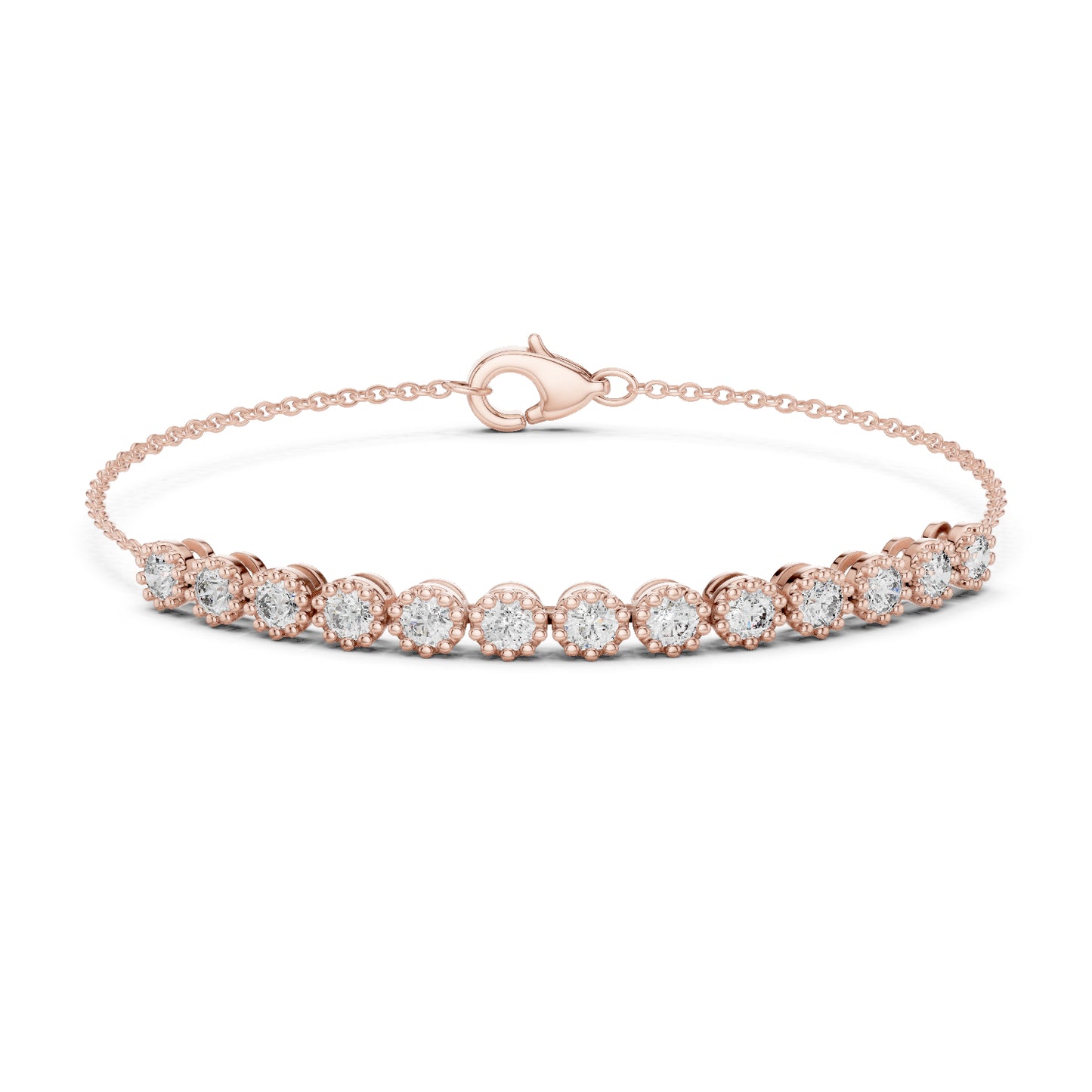 14k Rose Gold Round Lab-Grown Diamond Engagement Bracelet for Women | Pure Carat