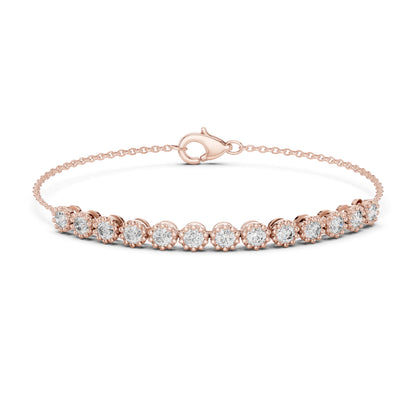 14k Rose Gold Round Lab-Grown Diamond Engagement Bracelet for Women | Pure Carat