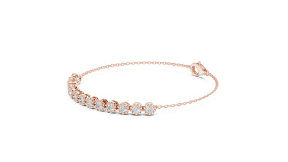 14k Rose Gold Round Lab-Grown Diamond Engagement Bracelet for Women | Pure Carat