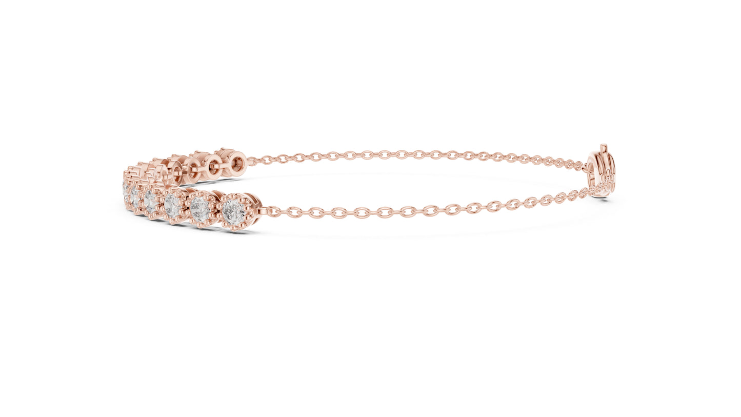 14k Rose Gold Round Lab-Grown Diamond Engagement Bracelet for Women | Pure Carat