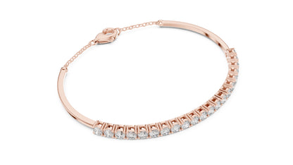 14k Rose Gold Round Lab-Grown Diamond Everyday Wear Bracelet for Women | Pure Carat