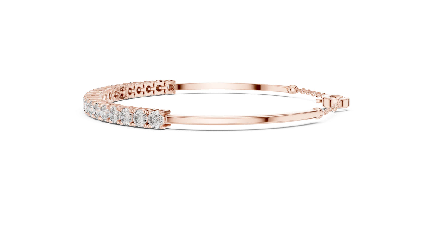 14k Rose Gold Round Lab-Grown Diamond Everyday Wear Bracelet for Women | Pure Carat