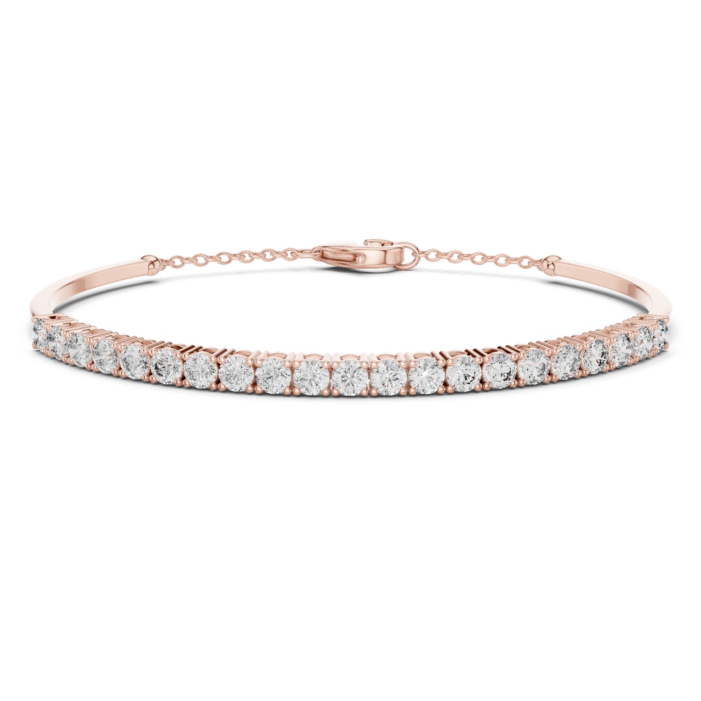 14k Rose Gold Round Lab-Grown Diamond Everyday Wear Bracelet for Women | Pure Carat