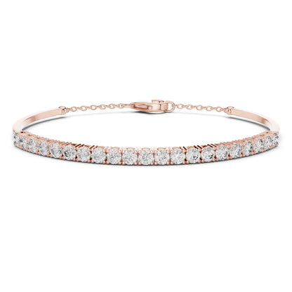 14k Rose Gold Round Lab-Grown Diamond Everyday Wear Bracelet for Women | Pure Carat
