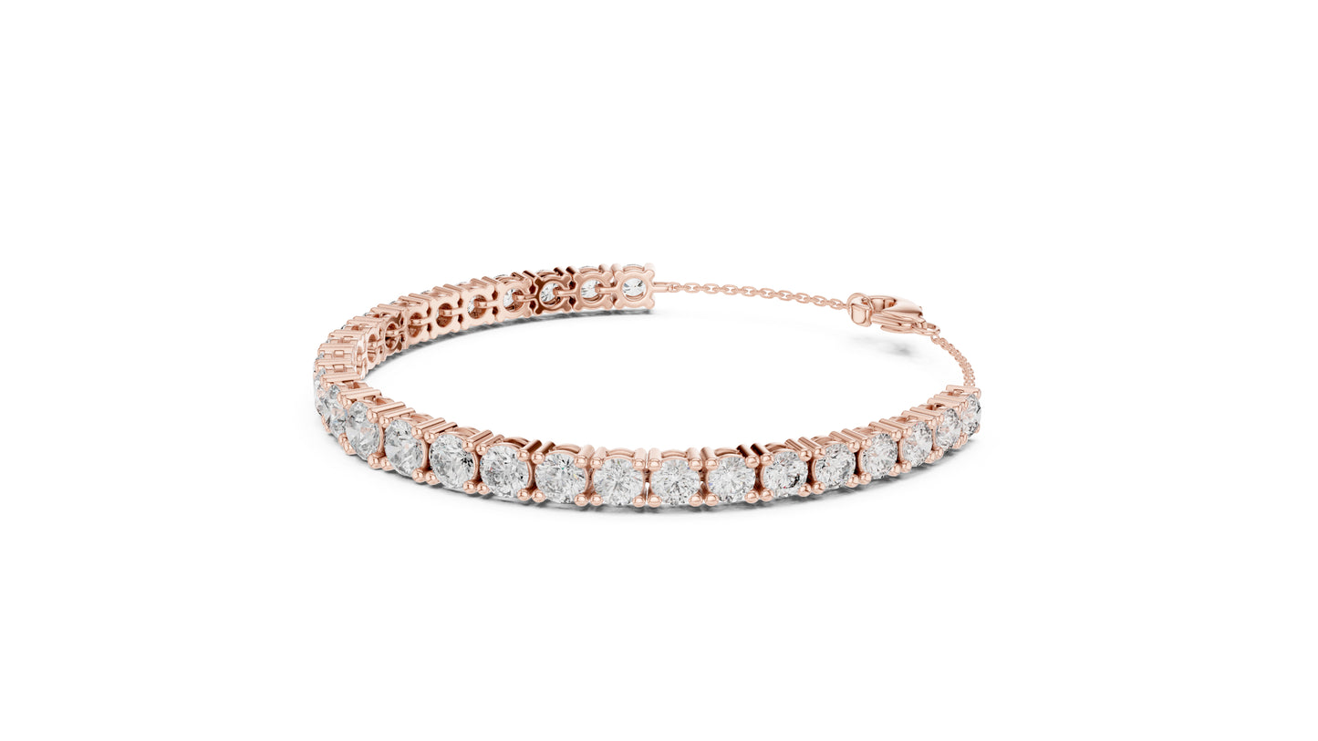 14k Yellow Gold Round Lab-Grown Diamond Bridal Bracelet for Women | Pure Carat