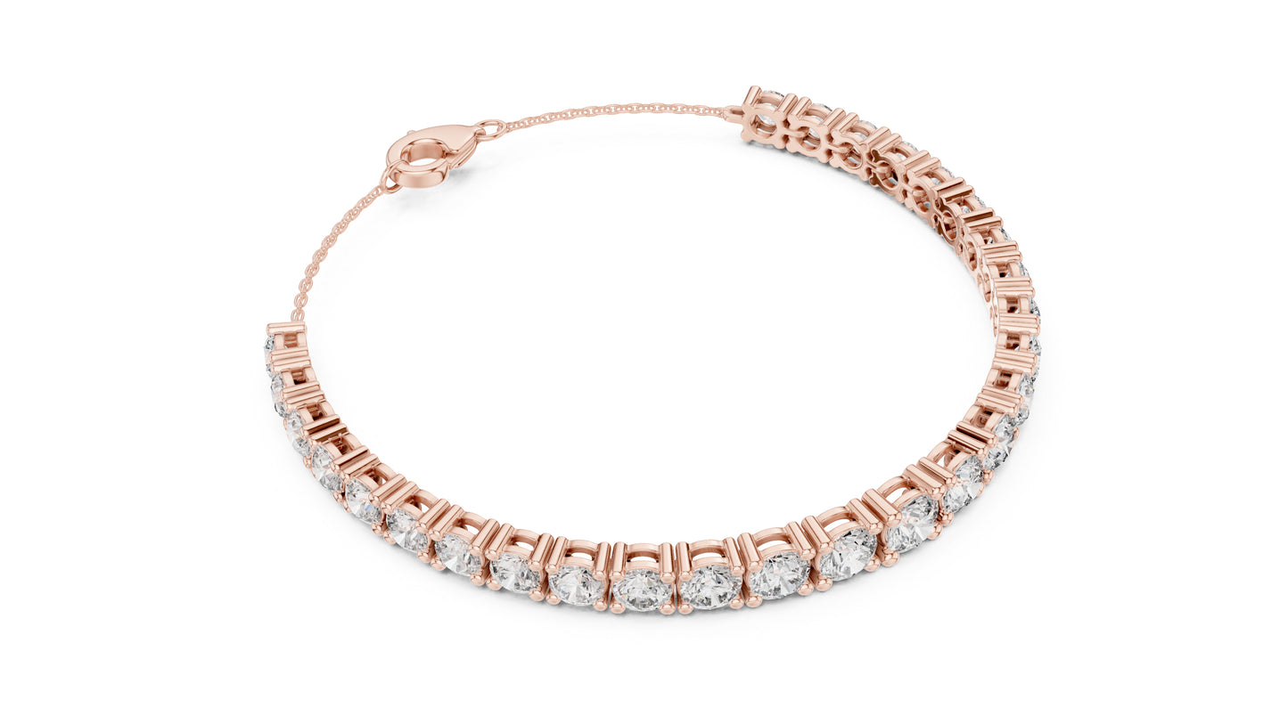 14k Yellow Gold Round Lab-Grown Diamond Bridal Bracelet for Women | Pure Carat