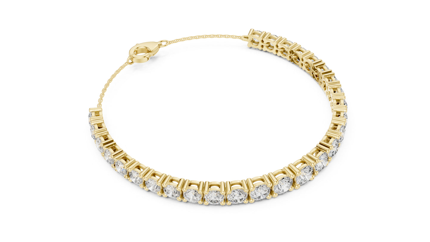 14k Yellow Gold Round Lab-Grown Diamond Bridal Bracelet for Women | Pure Carat