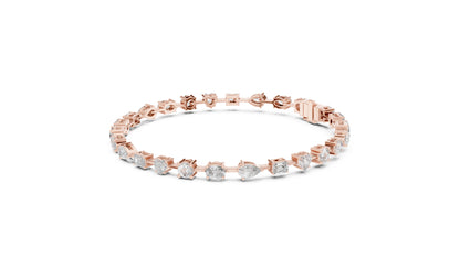 18k Rose Gold Emerald & Heart Lab-Grown Diamond Anniversary Gift Bracelet | Pure Carat