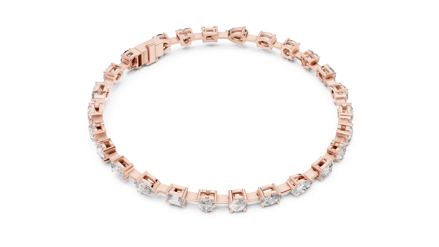18k Rose Gold Emerald & Heart Lab-Grown Diamond Anniversary Gift Bracelet | Pure Carat