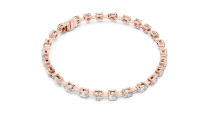 18k Rose Gold Emerald & Heart Lab-Grown Diamond Anniversary Gift Bracelet | Pure Carat