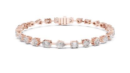 18k Rose Gold Emerald & Heart Lab-Grown Diamond Anniversary Gift Bracelet | Pure Carat
