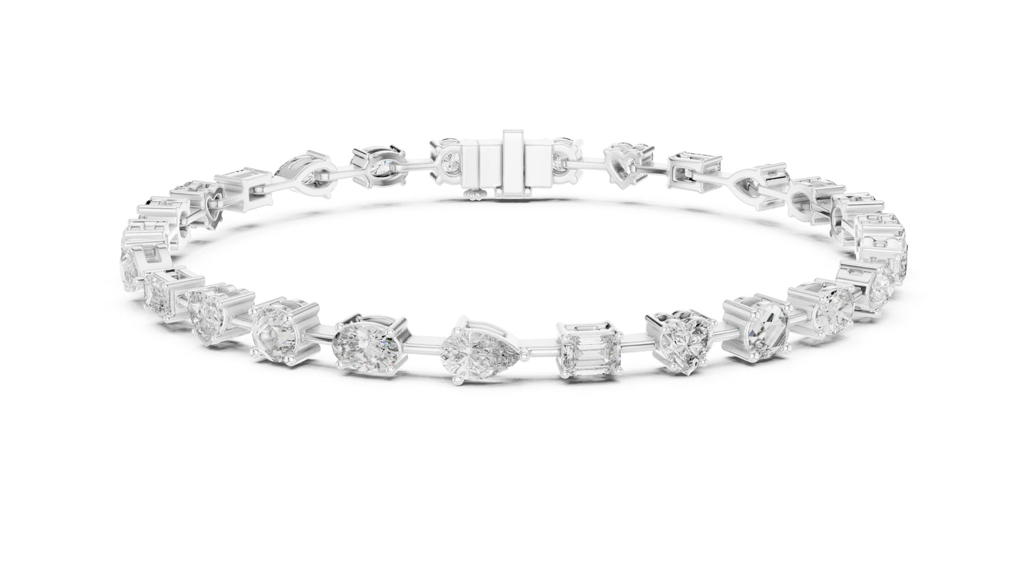 18k Rose Gold Emerald & Heart Lab-Grown Diamond Anniversary Gift Bracelet | Pure Carat