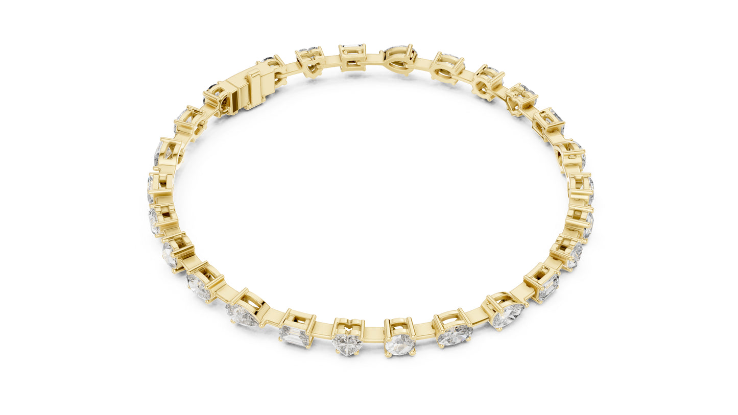 18k Rose Gold Emerald & Heart Lab-Grown Diamond Anniversary Gift Bracelet | Pure Carat