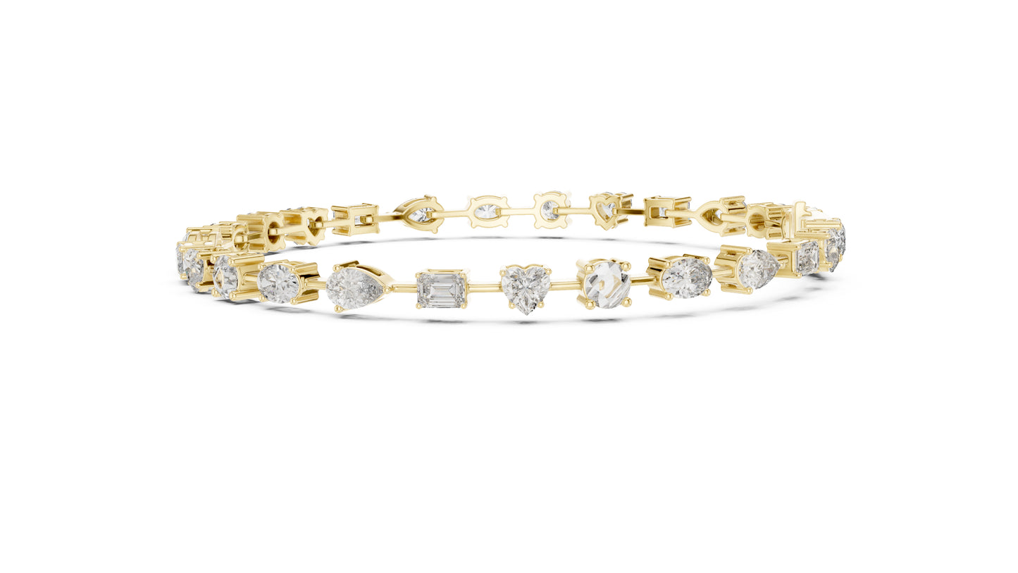 18k Rose Gold Emerald & Heart Lab-Grown Diamond Anniversary Gift Bracelet | Pure Carat