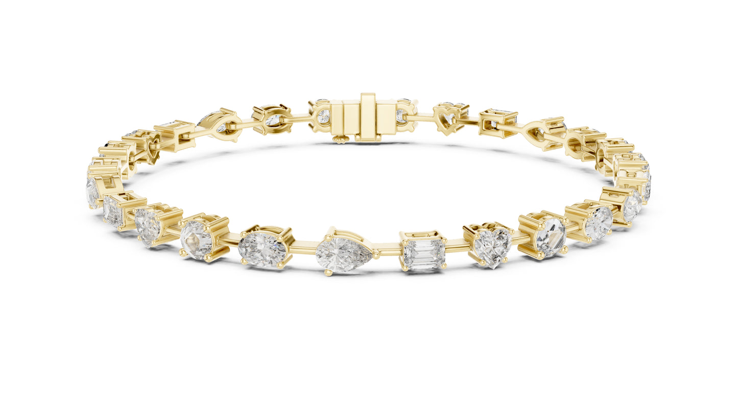 18k Rose Gold Emerald & Heart Lab-Grown Diamond Anniversary Gift Bracelet | Pure Carat