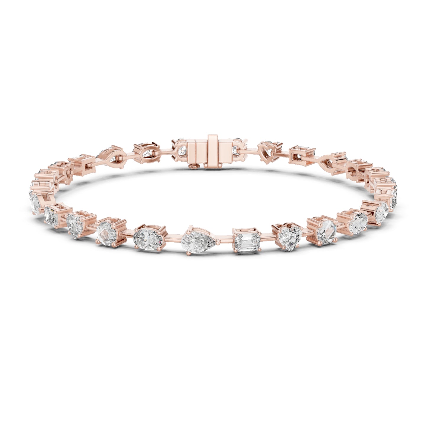 18k Rose Gold Emerald & Heart Lab-Grown Diamond Anniversary Gift Bracelet | Pure Carat