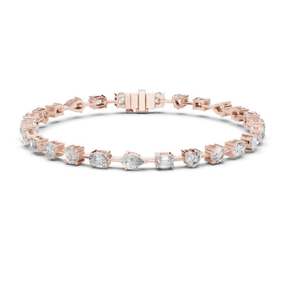 18k Rose Gold Emerald & Heart Lab-Grown Diamond Anniversary Gift Bracelet | Pure Carat