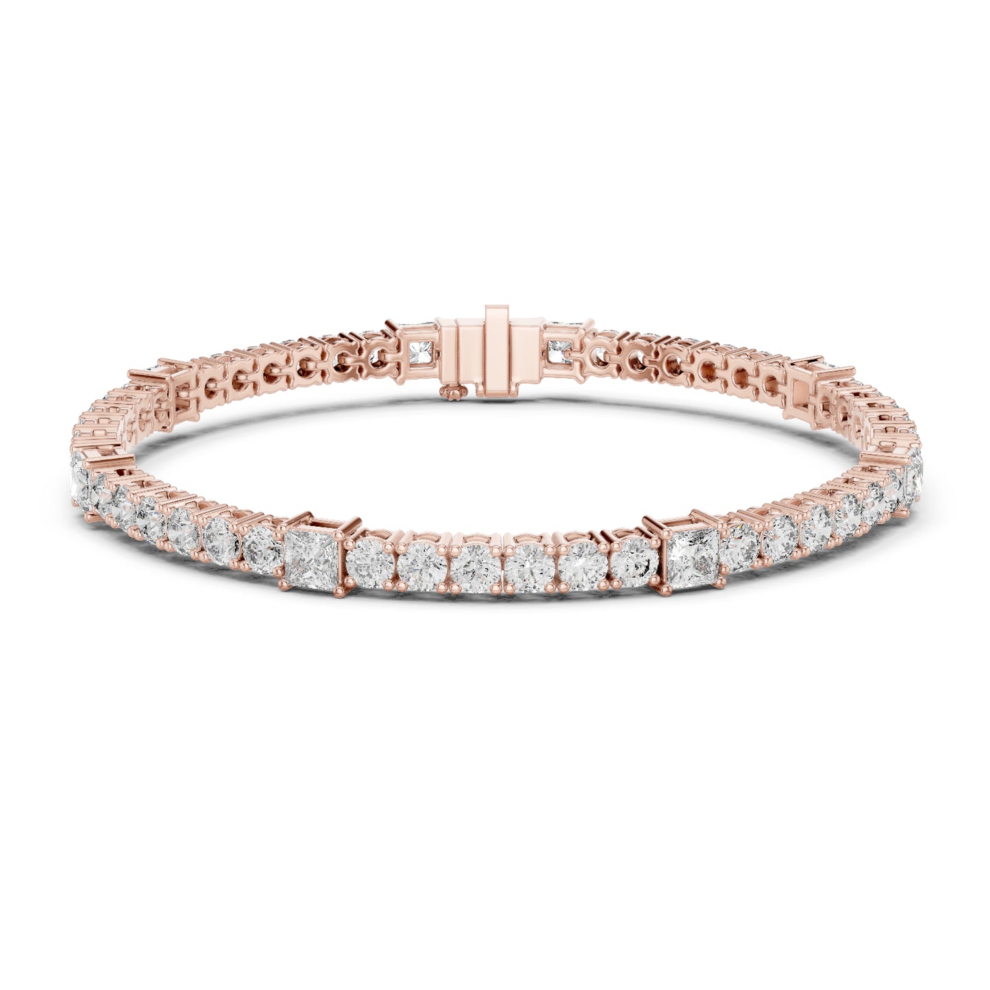 18k Yellow Gold Princess /Round Lab-Grown Diamond Engagement Bracelet for Women | Pure Carat