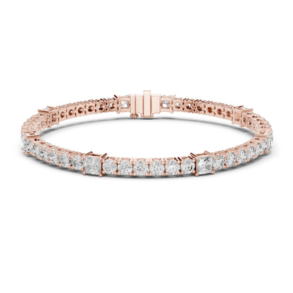 18k Yellow Gold Princess /Round Lab-Grown Diamond Engagement Bracelet for Women | Pure Carat