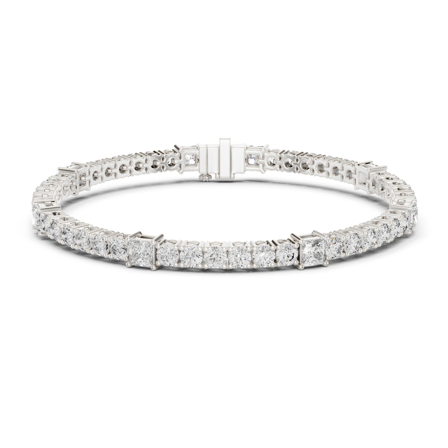 18k Yellow Gold Princess /Round Lab-Grown Diamond Engagement Bracelet for Women | Pure Carat