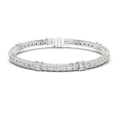 18k Yellow Gold Princess /Round Lab-Grown Diamond Engagement Bracelet for Women | Pure Carat