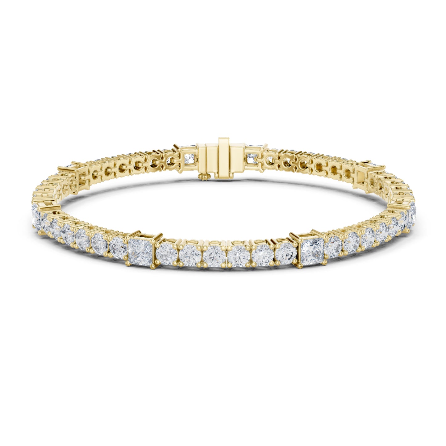 18k Yellow Gold Princess /Round Lab-Grown Diamond Engagement Bracelet for Women | Pure Carat