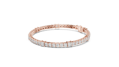 18k Yellow Gold Princess /Round Lab-Grown Diamond Engagement Bracelet for Women | Pure Carat