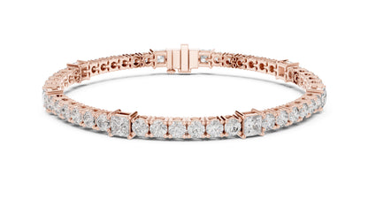 18k Yellow Gold Princess /Round Lab-Grown Diamond Engagement Bracelet for Women | Pure Carat