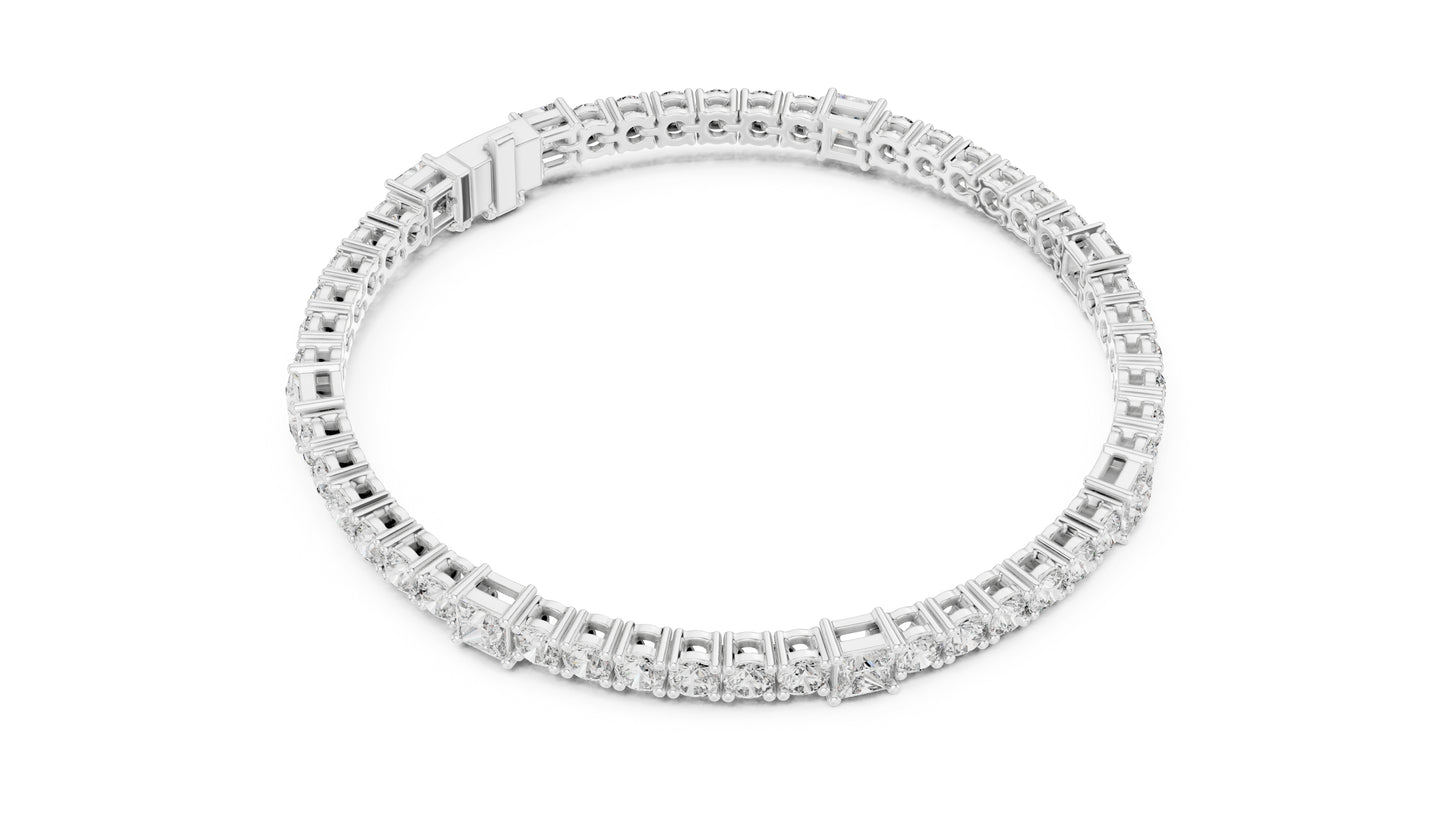 18k Yellow Gold Princess /Round Lab-Grown Diamond Engagement Bracelet for Women | Pure Carat