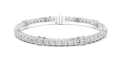 18k Yellow Gold Princess /Round Lab-Grown Diamond Engagement Bracelet for Women | Pure Carat