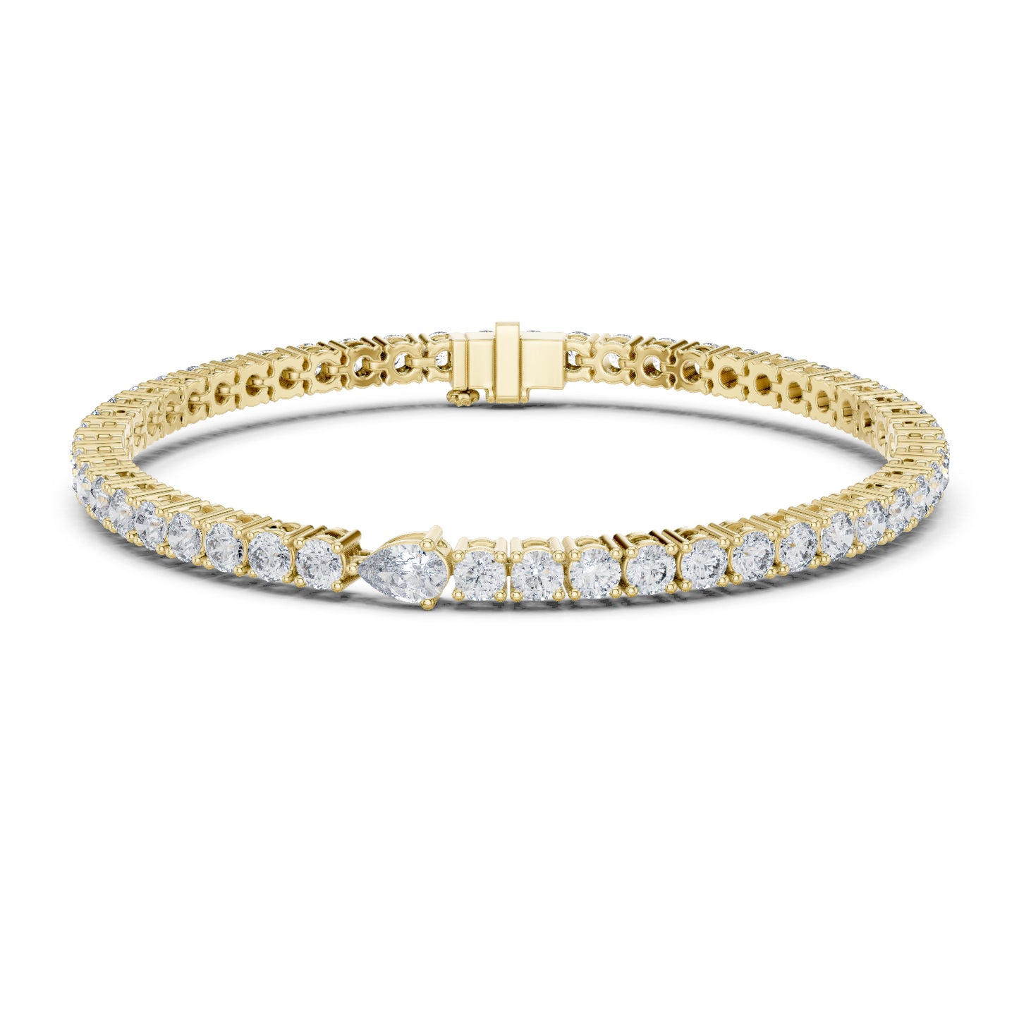 18k Yellow Gold Pear/Round Lab-Grown Diamond Engagement Bracelet for Women | Pure Carat