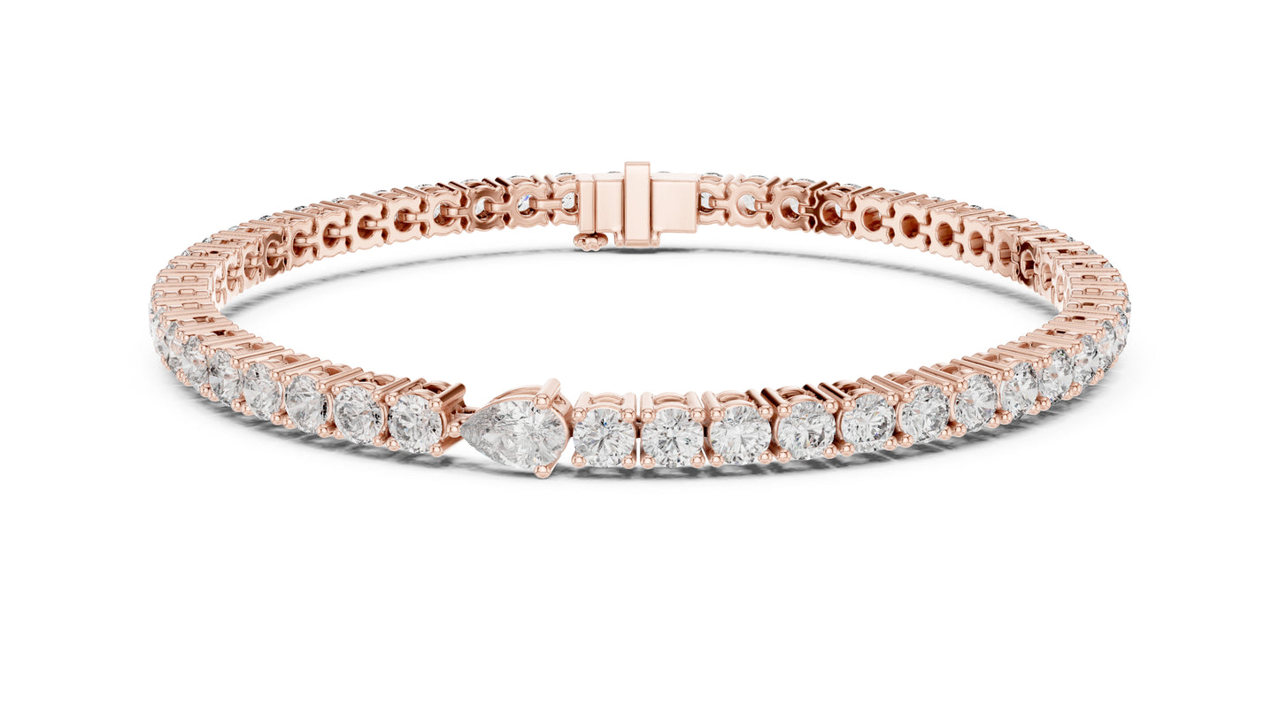18k Yellow Gold Pear/Round Lab-Grown Diamond Engagement Bracelet for Women | Pure Carat