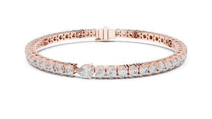 18k Yellow Gold Pear/Round Lab-Grown Diamond Engagement Bracelet for Women | Pure Carat