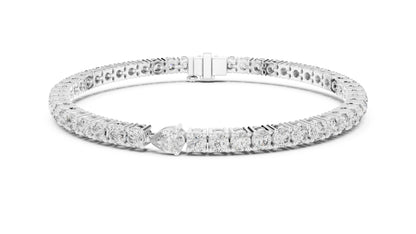 18k Yellow Gold Pear/Round Lab-Grown Diamond Engagement Bracelet for Women | Pure Carat