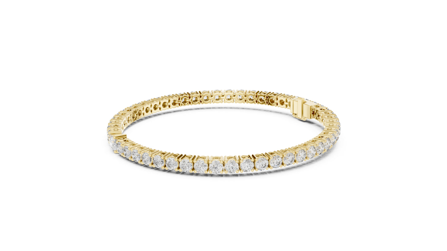 18k Yellow Gold Pear/Round Lab-Grown Diamond Engagement Bracelet for Women | Pure Carat