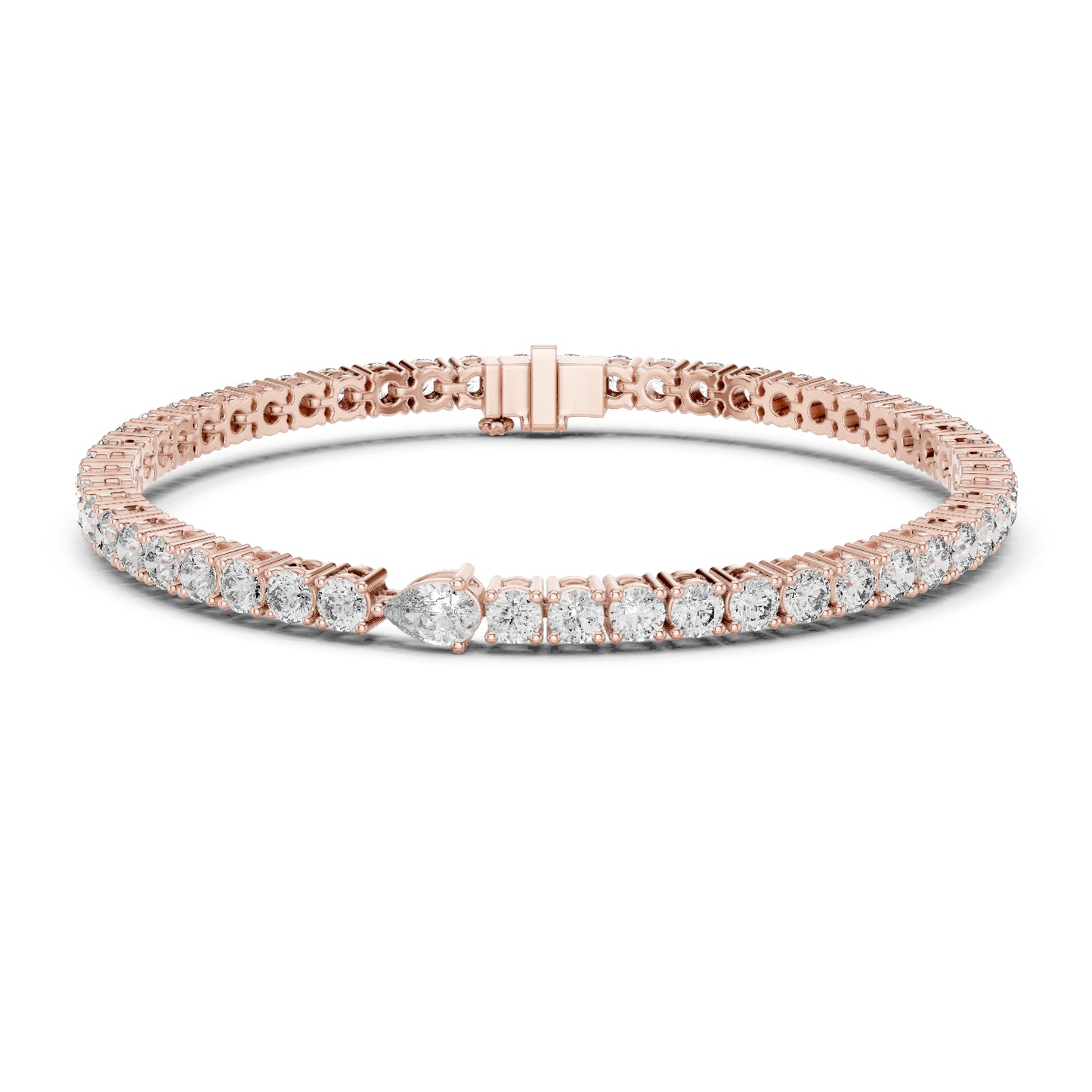 18k Yellow Gold Pear/Round Lab-Grown Diamond Engagement Bracelet for Women | Pure Carat