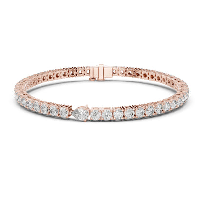 18k Yellow Gold Pear/Round Lab-Grown Diamond Engagement Bracelet for Women | Pure Carat