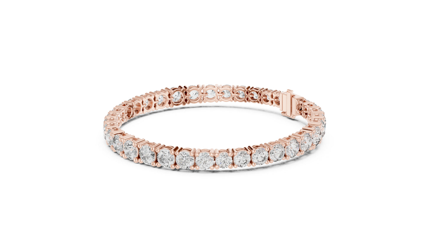 14k Rose Gold Round Lab-Grown Diamond Everyday Wear Bracelet for Women | Pure Carat
