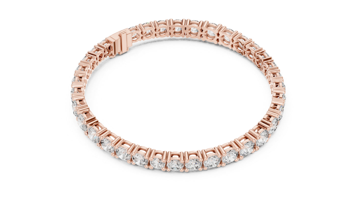 14k Rose Gold Round Lab-Grown Diamond Everyday Wear Bracelet for Women | Pure Carat