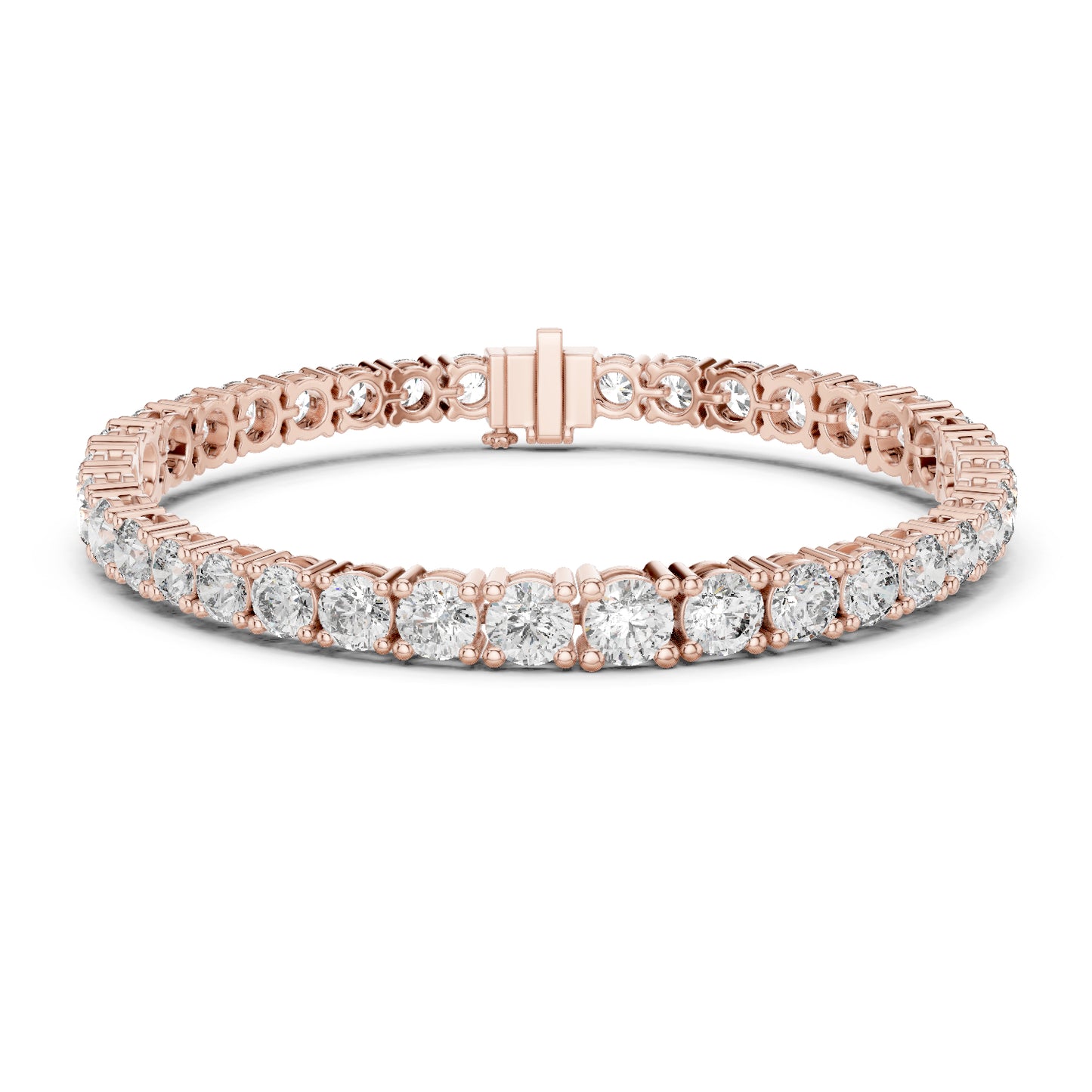 14k Rose Gold Round Lab-Grown Diamond Everyday Wear Bracelet for Women | Pure Carat