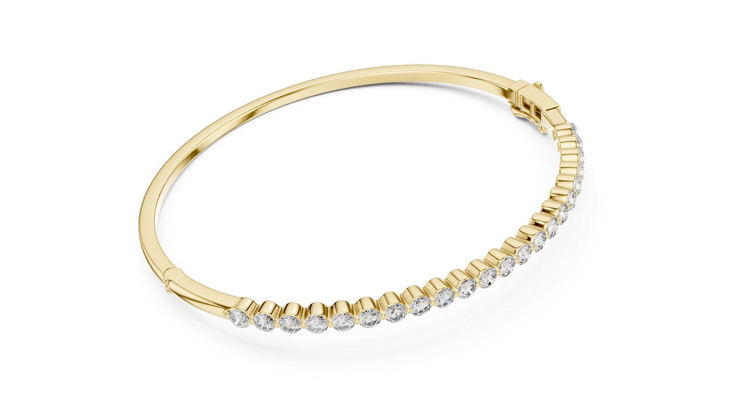 Pure Carat 18K Yellow Gold Round Cut Lab-Grown Diamond Bracelet – Women’s Party Wear