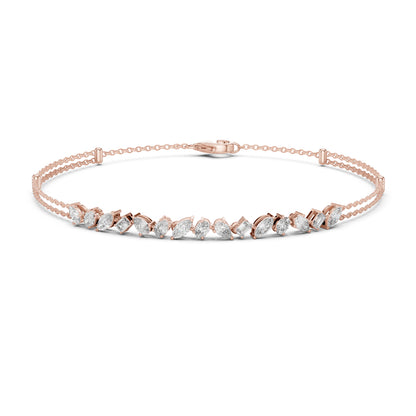 14k Rose Gold Round Lab-Grown Diamond Everyday Wear Bracelet for Women | Pure Carat