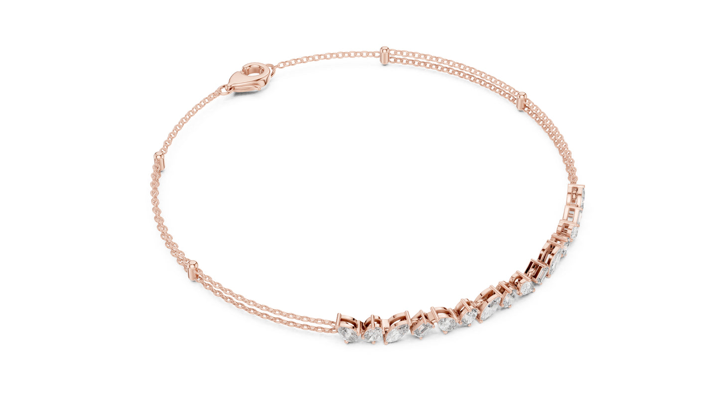 14k Rose Gold Round Lab-Grown Diamond Everyday Wear Bracelet for Women | Pure Carat