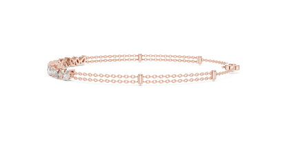 14k Rose Gold Round Lab-Grown Diamond Everyday Wear Bracelet for Women | Pure Carat
