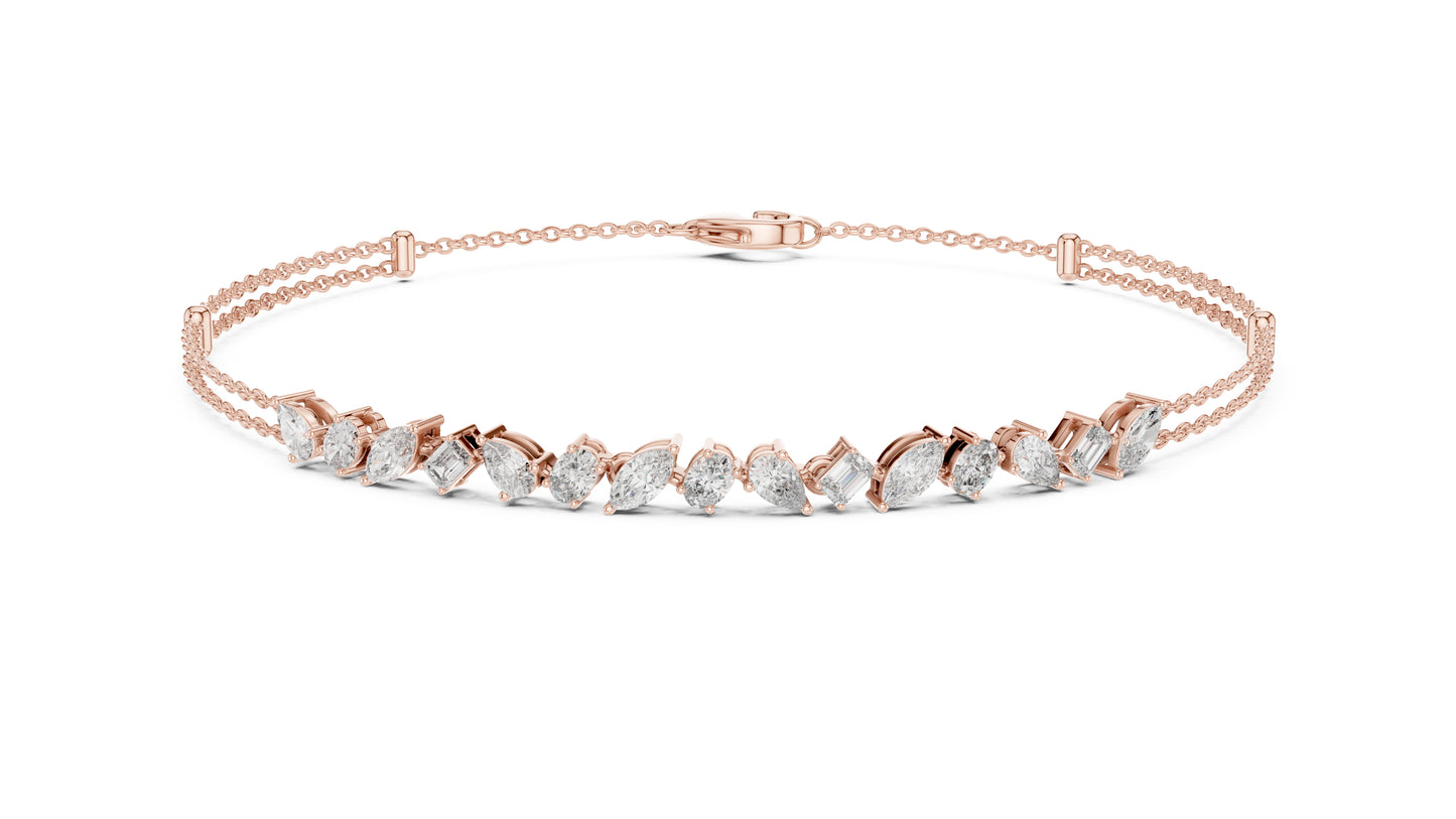14k Rose Gold Round Lab-Grown Diamond Everyday Wear Bracelet for Women | Pure Carat