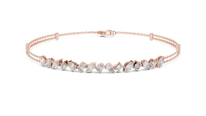 14k Rose Gold Round Lab-Grown Diamond Everyday Wear Bracelet for Women | Pure Carat